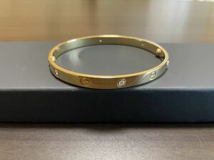 【超美品】【新品磨き済】レア大サイズ#20　カルティエ　Cartier　ラブブレス　ハーフダイヤ　イエローゴールド　ダイヤ6個