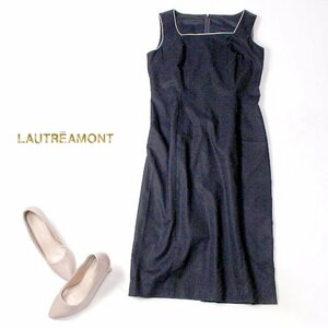 ☆☆ 美品 LAUTREAMONT ロートレアモン ☆☆ 大人可愛い パイピング コットン ミモレ丈 ワンピース 2号 M 春 夏 22A08