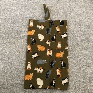 ハンドメイド スリムボックスティッシュカバー ネコ柄 茶トラ 三毛猫 キジトラ ハチワレ ペルシャ