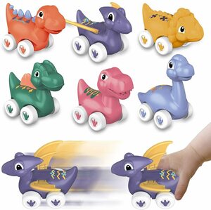 恐竜のおもちゃ 知育玩具 プルバックカー車両ミニ 6個セット