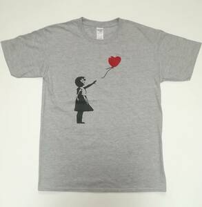 BANKSY・バンクシー・風船と少女・Tシャツ・グレー・XL