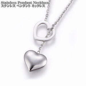 ステンレスジュエリー ダブルハートモチーフ ステンレス ネックレス 金属アレルギー対応 シルバー ダブルハート ハート Heart Stainless