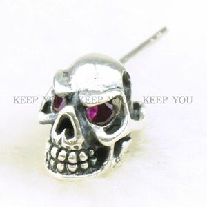 Silver 925 Pierce Skull Pink Jewel Si-00070 один для одного уха Silver925 Простые аксессуары для унисекса Стирлинга