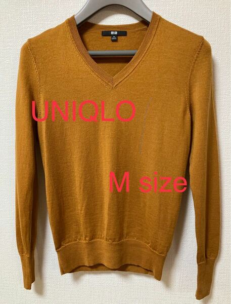 【中古品】UNIQLO（ユニクロ）　 Vネックセーター　ピュアニューウール100% Mサイズ