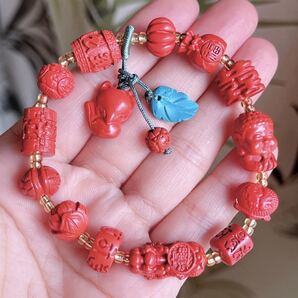 天然高含有量 レッド辰砂 ミックス多宝のブレスレット