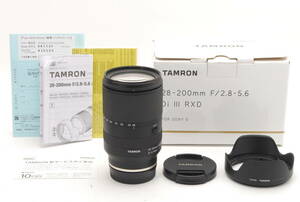 Tamron 28-200mm F2.8-5.6 Di III RXD A071 SONY用 動作写りOK 概ねキレイ 前後キャップ、純正フード、説明書、箱、有効保証書付き