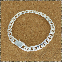 [BRACELET] Silver Square Lock スクエア ロック オーバル 喜平 チェーン シルバー ブレスレット 7.7x200mm (19g)_画像2