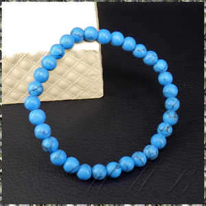 [BRACELET] Natural Stone Turquoise Howlite Stone ターコイズ ブルー ハウライト ストーン ビーズ 伸縮ライン ブレスレット 6x175mm