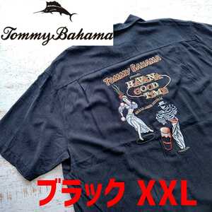 A652 TOMMY BAHAMA アロハ シャツ XXL 半袖 アメリカ 古着 トミー バハマ シルク 刺繍 2XL ラテン ダンス オープン カラー 開襟 大きめ 3L