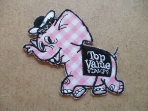 90s TOP VAME STAMPS ワッペン/ぞう象ゾウUSAグッズ雑貨KOZICかわいいビンテージ キャラ刺繍アップリケ S74