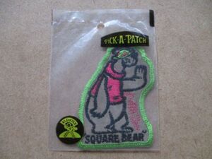 70s SQUARE BEARスクエアベア刺繍ワッペンKLEINTEX PICK-A-PATCH/クマ熊くまアニメhanna barberaハンナ・バーベラ S76