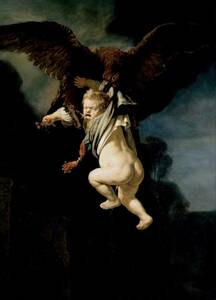 Art hand Auction Neuer hochwertiger Druck von Rembrandt Ganymede Carried Away by an Eagle unter Verwendung spezieller Techniken, Holzrahmen, photokatalytische Beschichtung, Sonderpreis 1980 Yen (inkl. Versand) Jetzt kaufen, Kunstwerk, Malerei, Andere