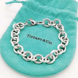 希少 美品 Tiffany&Co. ティファニー ラージ サークル リンク シルバー ブレスレット SV925 BB63