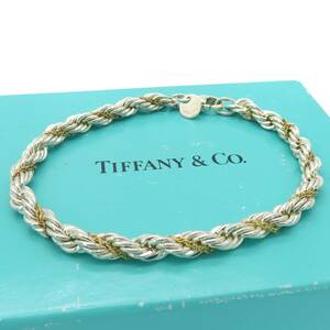 希少 美品 Tiffany&Co. ティファニー ツイスト スクリュー チェーン シルバー ゴールド ブレスレット 750 K18 SV925 PP28