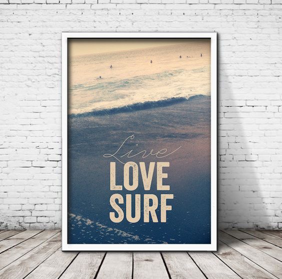 ملصق فني 544 LOVE SURF☆ ملصق داخلي مؤطر مقاس A4 ★ملصق ترحيبي أنيق بفن البوب, العناصر اليدوية, الداخلية, بضائع متنوعة, زخرفة, هدف