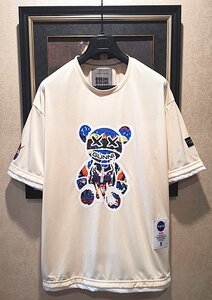 最高級ポルトガル製※定価4万◆イタリア・ミラノ発*BOLINI&NASA*コラボ*限定ベアブリック/Bearbrick※プリント・Tシャツ・48/Lクリーム