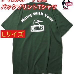 チャムス 別注 ヘビーウェイト アーチロゴ バックプリントTシャツ グリーン L