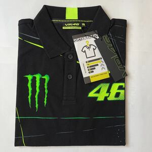 【正規品】VR46(バレンティーノ・ロッシ) オフィシャル レーシング アパレル MONSTER 46 POLO BLACK サイズ L ワイズギア MOTO GP もてぎに