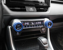 新品 トヨタ 新型 RAV4 エアコン ダイヤル ノブ スイッチ カバー 青 ブルー AC アルミ 2個 リング カスタム パーツ 空調 送料無料_画像2