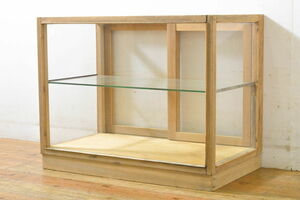 R-063233 peace made antique desk tree frame glass case ( showcase, display case, store furniture, collection case )