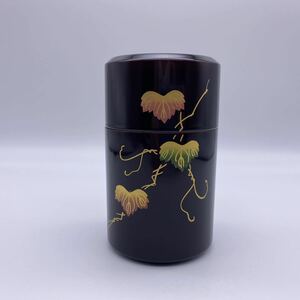 茶入・茶心壺　漆風　直径約9cm / 煎茶道具　茶器　和風　工芸品【SB01074S5】