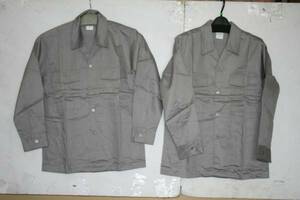 . collar cotton 100% long sleeve work shirt [ gray *M]1 sheets 1980 jpy. goods 2 sheets . prompt decision 1000 jpy *