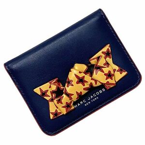 マークジェイコブス カードケース ネイビー イエロー レッド M0009925 美品 レザー 中古 MARC JACOBS