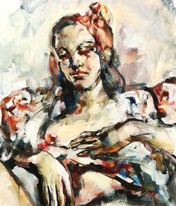 和田義彦「女性像」油彩画 人物画 額装品