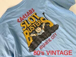 希少 80's VINTAGE SCREEN STARS XL USA製 CAESARS SLOT BUSTERS カジノ スロットバスターズ Tシャツ シーザース 80年代 古着 輸入