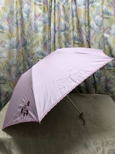レノマ renoma 1級遮光生地使用 UVカット 晴雨兼用 折りたたみ傘 日傘 ラメ花柄 桃 新品 176