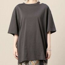 BEAUTY＆YOUTH UNITED ARROWS ビューティーアンドユース 日本製 コットンスリットネックビッグＴシャツ 1617-699-5292 DK.GRAY 半袖 g6671_画像8