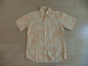 SOUTIENCOL スチアンコル シャツ 70%cotton 30%linen コットン リネン オレンジ サイズ2 半袖シャツ