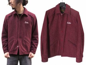 定価3.7万 CALEE WOOL STRIPE MELTON SPORTS JACKET M キャリー ストライプ ウール メルトン 中綿 スポーツジャケット ボルドー レッド