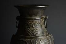 【之】古銅 饕餮紋 壺 花瓶 花入れ 中国美術 清代_画像4