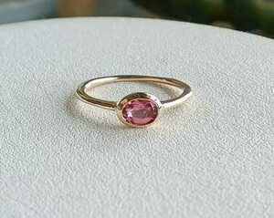  new goods K10 Gold pink tourmaline ring 