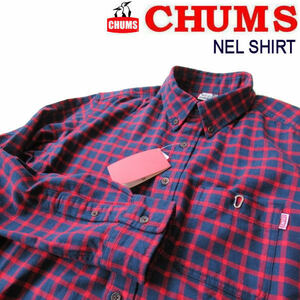 チャムス/CHUMS【ネルシャツ/起毛チェックBDシャツ】ワークシャツ　Nel Shirts　CH02-1174　ネイビーｘレッド/XLサイズ