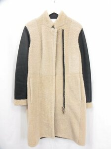 ■HH 超美品【3.1 Phillip Lim フィリップリム】ダブルジップアップ ラム革 ムートンコート (レディース) size0 ブラック ★17AAA057★