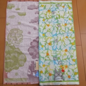 ジブリ となりのトトロ フェイスタオル 約34×80cm ふわふわ 綿100% 2枚組 無撚糸&オーガニックコットンの商品画像