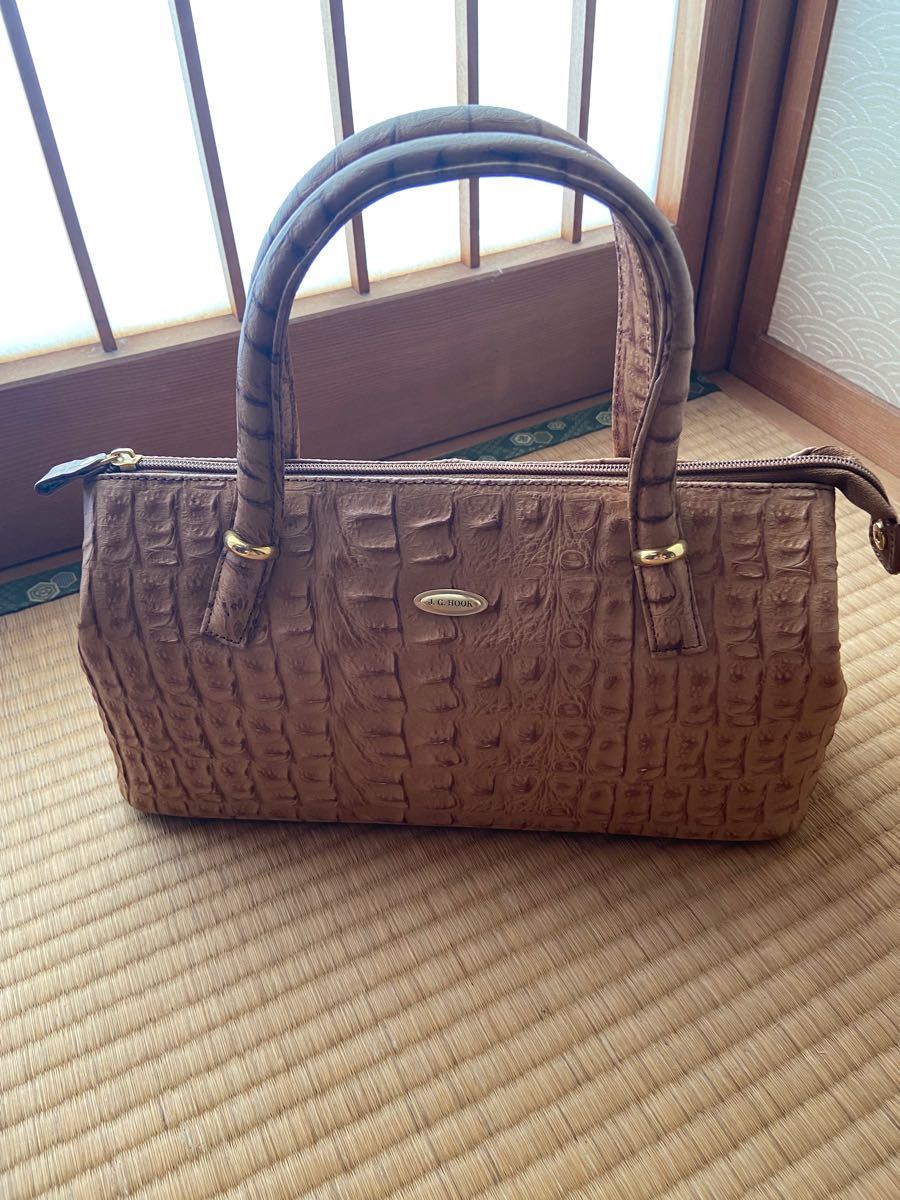 セリーヌ ハンドバッグ クロコ型押し ブラウン がま口 ヴィンテージ お