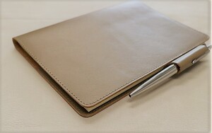 手帳カバー★B6版★グレージュ★牛革★レザー★B6ノート対応★スケジュール帳カバー★ハンドメイド