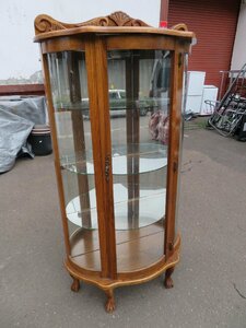 **[ pickup limitation ] antique half jpy glass showcase display shelf lighting attaching small ... shipping un- possible **