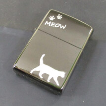 同梱可能 ジッポー オイルライター meow ネコ 黒メッキミラー銀差し CAT-KB　&ギフトボックスセット（オイル＋フリント+BOX）_画像8