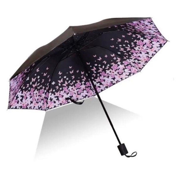 送料無料 桜花柄 日傘 雨傘 折り畳み 紫外線カット 8本骨 新品