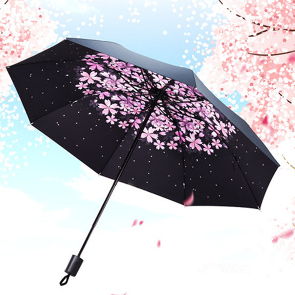 送料無料 桜花柄 日傘 雨傘 晴雨兼用 折り畳み 紫外線カット UVカット遮光 遮熱 新品