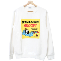 【新品】 M ホワイト PEANUTS(ピーナッツ) スウェット メンズ スヌーピー SNOOPY プリント 裏起毛 クルーネック_画像3