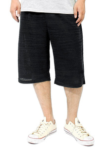 【新品】 3L ブラック ショートパンツ メンズ 大きいサイズ 薄手 スラブ サマーニット ストレッチ ウエストゴム ハーフパンツ