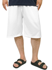 【新品】 5L ホワイト ショートパンツ メンズ 大きいサイズ 吸汗速乾 ドライ メッシュ UVカット 無地 ジャージ ハーフパンツ