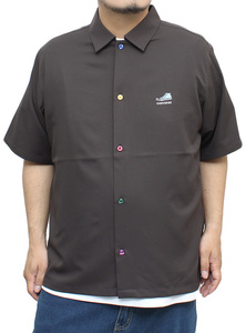 【新品】 2L ブラック コンバース(CONVERSE) 半袖シャツ メンズ 大きいサイズ ロゴ 刺繍 プリント ポリツイル ワークシャツ