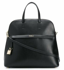  new goods FURLA Furla * pie pa- handbag shoulder black black leather [ free shipping ]