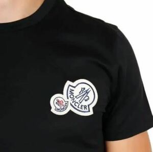 ★定価 47,300円 ★ 現行モデル 最新作 MONCLER Tシャツ XXL Wワッペン ロゴ ブラック モンクレール 国内正規品 入手困難 完売品